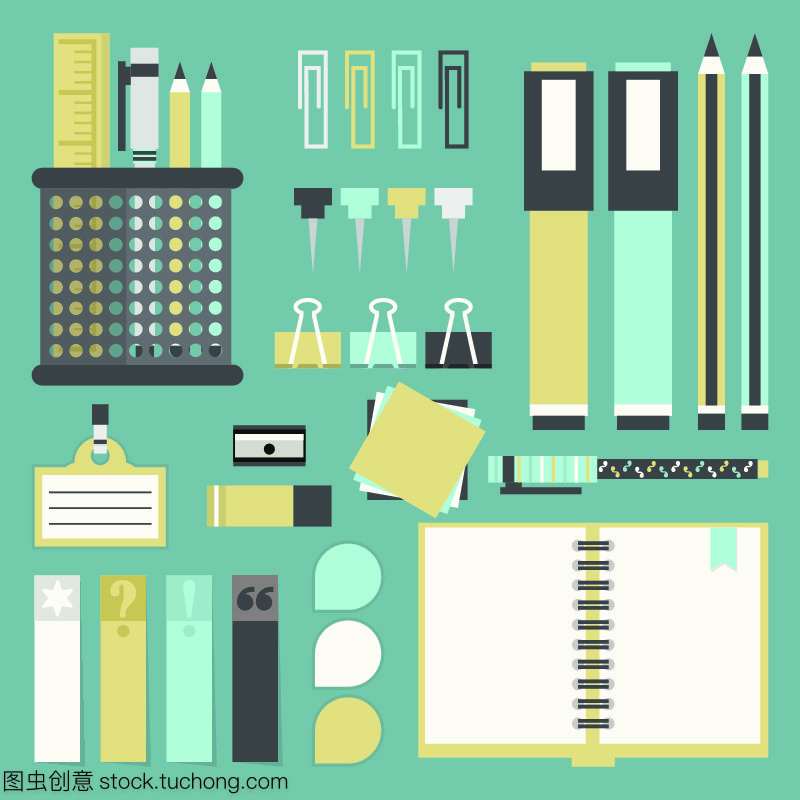 Office 工具、用品和文具圖標集 提升平面設計效率與視覺表達